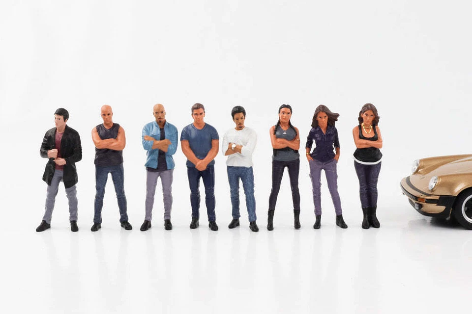 1:24 Figura Auto Incontrare 3 Street Racing Figure Donna Uomo American Diorama - Immagine 1 di 4