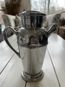 Rare Art Deco Hammered Chrome Cocktail Shaker w/Recipe Lid 9.5”tall - Picture 1 of 15