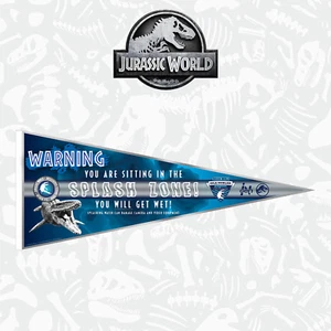 Jurassic World Pennant Jurassic World Splash Zone Pennant Felt Pennant 12" x 30" - Picture 1 of 6