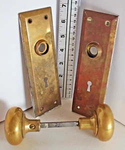 Antique Solid Brass Door Knobs & Face Plates - Picture 1 of 9