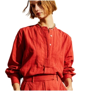 Top Mille Cara in arancione speziato XL blusa Tuckernuck cotone popover manica lunga - Foto 1 di 10