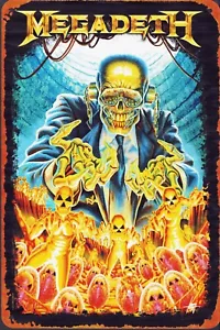 Megadeth Heavy Metal - Insegna Poster Metallo Latta Look Vintage - Foto 1 di 1