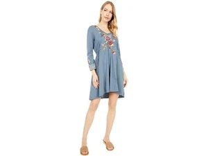 NWT Johnny Was Anzia Long Sleeve Knit Harlowe Dress Mystic Blue M - Picture 1 of 7