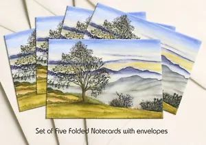 Misty Landscape Notecards, Pack of 5 Folded Fine Art Notecards with Envelopes - Picture 1 of 2