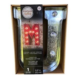 Darice New Vtg Light Up Battery Metal Marqee Letter U Initial Silver 9.8” Flash - Picture 1 of 9