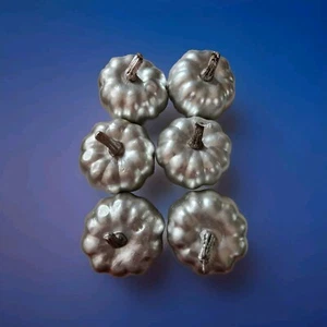 6er Set Mini Kunststoff Silber Kürbis - Bild 1 von 2