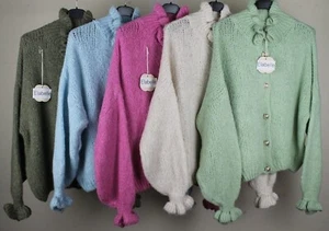 Nuevo Cárdigan Primavera Damas Cómodo Tejido Italiano Informal Cálido Volantes Cuello - Imagen 1 de 9