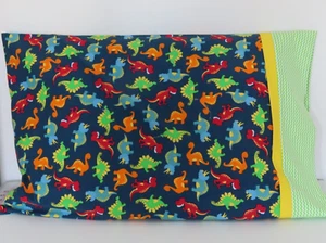 Dinosaurs Standard Pillowcase for children ~ Handmade ~ Kid's single pillow case - Picture 1 of 2