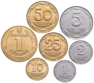 UKRAINE - Complete SET of 7 Coins (kopiyok, hryvnia) 2012 - 2019 from ROLL - UNC - Picture 1 of 4