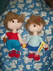 CUTE "Mop Tops" 14" Soft Plush Dolls Boy & Girl SUGAR LOAF 1991 - Picture 1 of 3