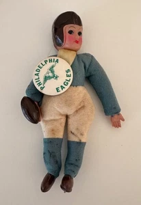 Late 1940's Philadelphia Eagles Souvenir Plush Football Player & vintage PIN - Picture 1 of 5