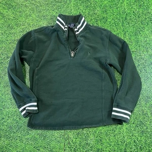 VINTAGE Ralph Lauren Polo Boys Sz Large 16/18 Sweater Green Pony Quarter Zip - Picture 1 of 7