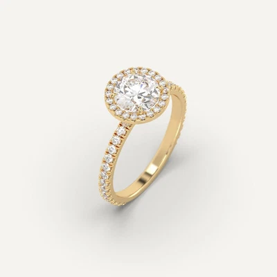 1.4 carat Round Cut Engagement Ring | 100% Natural Diamond in 14k Yellow Gold - Image 1 of 4