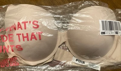Victorias Secret PINK Wear Everywhere Push Up Bra Beige / Nude Size 40C New VS - Image 1 of 4