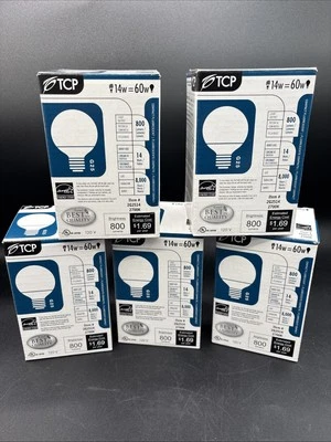 5-TCP 14W=60W G25 CFL Medium Base Globe Bulb 2700K Warm White - Image 1 of 4