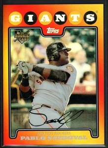 2008 Topps Chrome Pablo Sandoval Red Hot Rookie Refractor RC Indent on Card - Picture 1 of 2