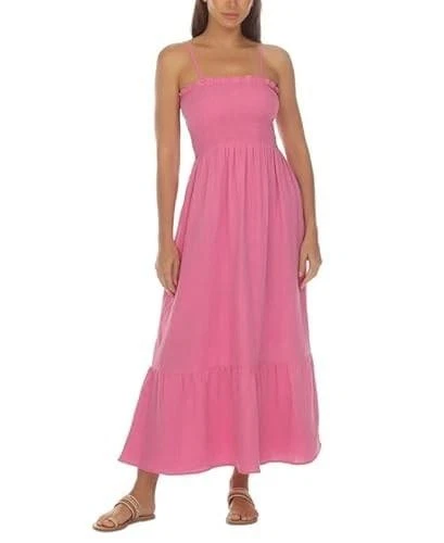 Raviya Women's Pink Cotton Maxi Cover-Up Dress Swimwear Size Medium
