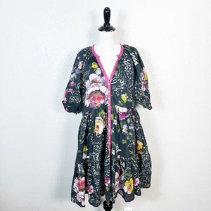 Love Kyla NWT Kyla Seo Womens Puff Sleeve Grey Floral Boho Mini Dress Medium - Picture 1 of 13