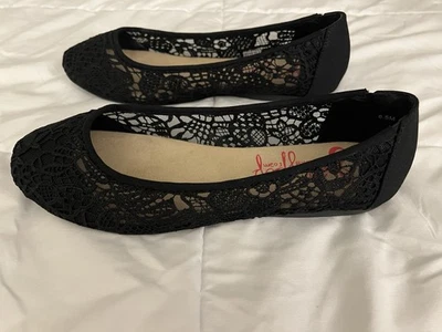 Jelly Pop черный крючком Lacey балетки размер 8,5 М новый! - Изображение 1 из 4