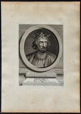 1778 - Portrait Of Édouard I - King of England - engraving antique - Bild 1 von 3