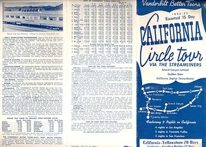 Railroad Tours California Western States Vanderbilt 1952 Fold Out Brochure  - Picture 1 of 3