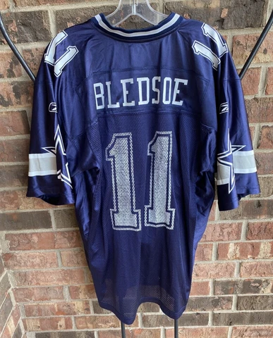 NFL Dallas Cowboys Drew Bledsoe 11 Reebok Blue Jersey Men M Cover