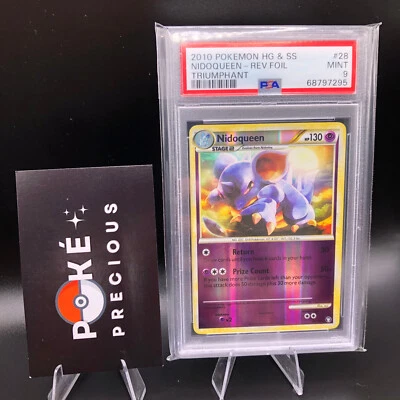 PSA 9 - NIDOQUEEN Reverse Foil Rare 2010 HG & SS Triumphant 28/102 *VERY LOW POP - Image 1 of 3