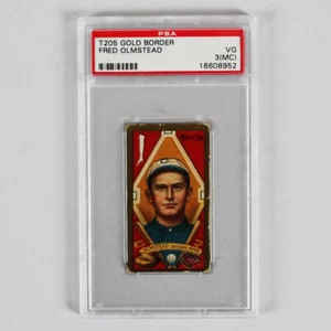 T205 Gold Border 1911 Tobacco Card Fred Olmstead Chicago PSA 3 VG (MC) - Picture 1 of 2