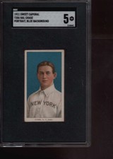 1911 T206 WHITE BORDER SWEET CAPORAL HAL CHASE PORTRAIT, BLUE BACKGROUND SGC 5 E