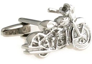 Motorcycle Pair Cufflinks Cycle Harley Wedding Fancy Gift Box & Polishing Cloth - Picture 1 of 3
