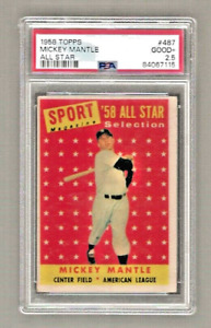 Mickey Mantle 1958 Topps #487 All-Star Graded PSA 2.5