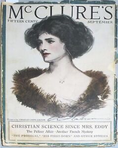-Rare - 1912 -McClure's - Magazine vintage - Couverture fille Charles Dana Gibson