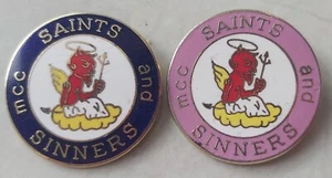 2000 01 USA SAINT SINNERS LOT OF 2 DIFFERENT BADGES L@@K!! - Picture 1 of 2