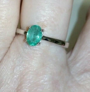 *** 100% Genuine 0.74ct Zambian Emerald Sterling Silver Ring L / M *** - Picture 1 of 11
