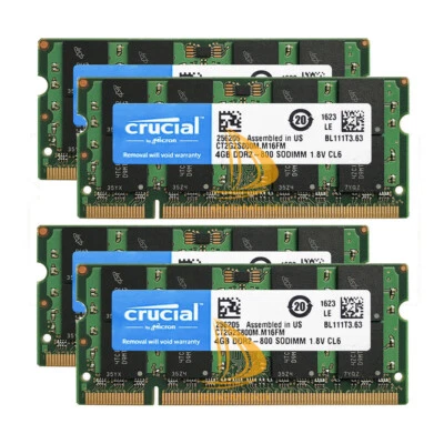 Crucial 4pcs 4GB 2RX8 PC2-6400 DDR2-800MHz Non-Ecc Memory RAM SODIMM Laptop 1.8V - Image 1 of 4