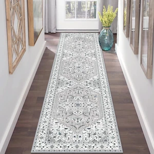 Washable Runner Rug, 2x8 Non-Slip Boho Vintage Hallway Rug with Rubber Backing, - Picture 1 of 7