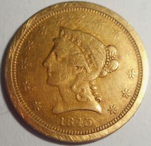 1843-O Quarter Eagle, SMALL DATE, a very fine coin, Estate Auction, FREE SHIP