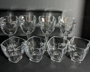 Fitz & Floyd Crystal Gemini Water Goblets(4) & Old Fashion Glasses (4). Set of 8 - Picture 1 of 10