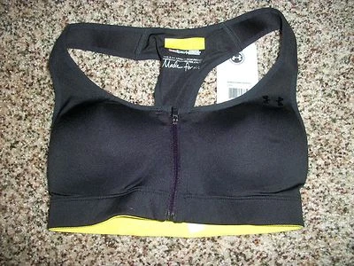UNDER ARMOUR New NWT Womens Bra Hi Impact Compression Black Yellow 32A 38A - Image 1 of 2