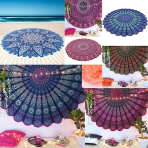Hippie Mandala Round Tapestry Beach Throw Indian Yoga Mat Towel Blanket Picnic - Picture 1 of 31