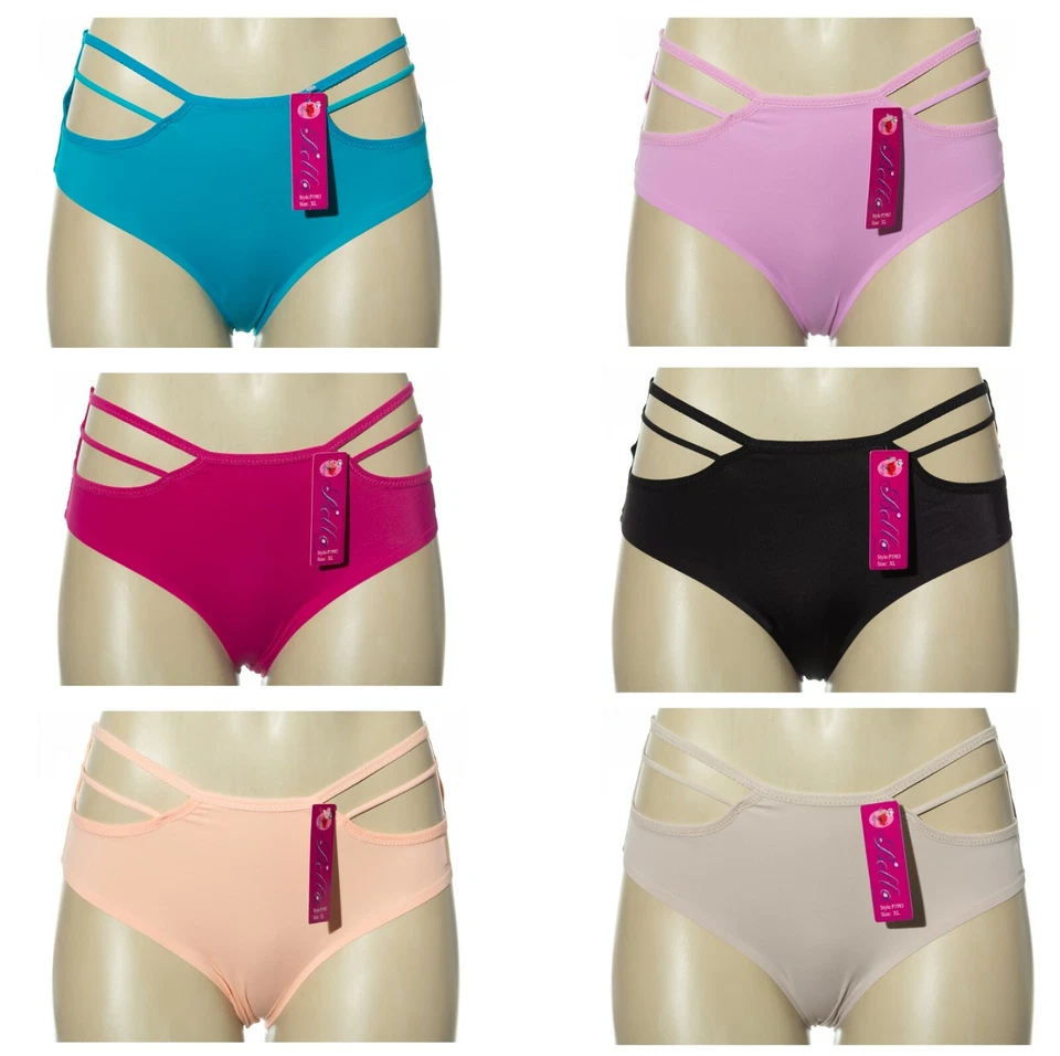 6 Women Solid Mixed Color Panties Laser Cut Bikini Underwear Brief S M L XL 1983 - Image 1 of 4
