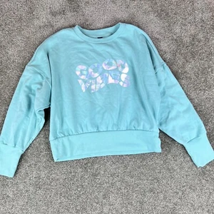 Old Navy Good Vibes Loose Crop Sweatshirt Oyster Bay Sz L Womens Long Sleeve Top - Picture 1 of 16