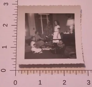 Vintage photo of a family posing by the Christmas Tree Black and White BI1 - Picture 1 of 1
