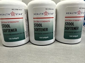 Health Docusate Sodium 250 mg Softgels Stool Softener 100ct -3 Pack -Exp 09-2026 - Picture 1 of 1
