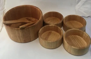 Salad Bowls Set 5 Blonde Light Wood Market Square Hudson's Bay Company Canada - Picture 1 of 24