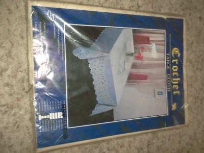 NIP 100% Vinyl Yellow Cream Crochet Tablecloth 54 x 72" Rectangular - Image 1 of 2