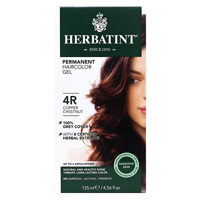 Gel de color de cabello herbal permanente Herbatint 4R cobre castaño 4,56 onzas Foto 1 de 4