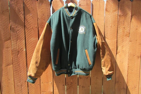 Oakland Athletics A's Leather Wool Jacket by MLB Genuine Merchandise Size -Large Cover