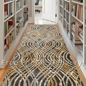 HERVEY MIRAGE NOODLES BROWN GOLD MODERN FLOOR RUG RUNNER 80x300cm *FREE DELIVERY - Picture 1 of 6
