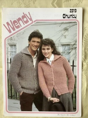 Wendy knitting pattern 2319. Rib cardigan Chunky 30 - 44"  NEW, old stock - Image 1 of 3